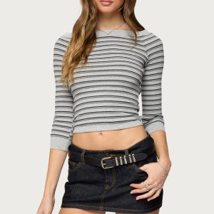 Imelde Striped Boat Neck Top