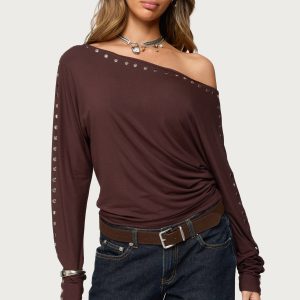 Paola Off Shoulder Stud Top