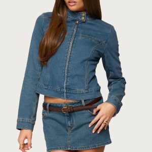 Josiee Stretchy Denim Moto Jacket
