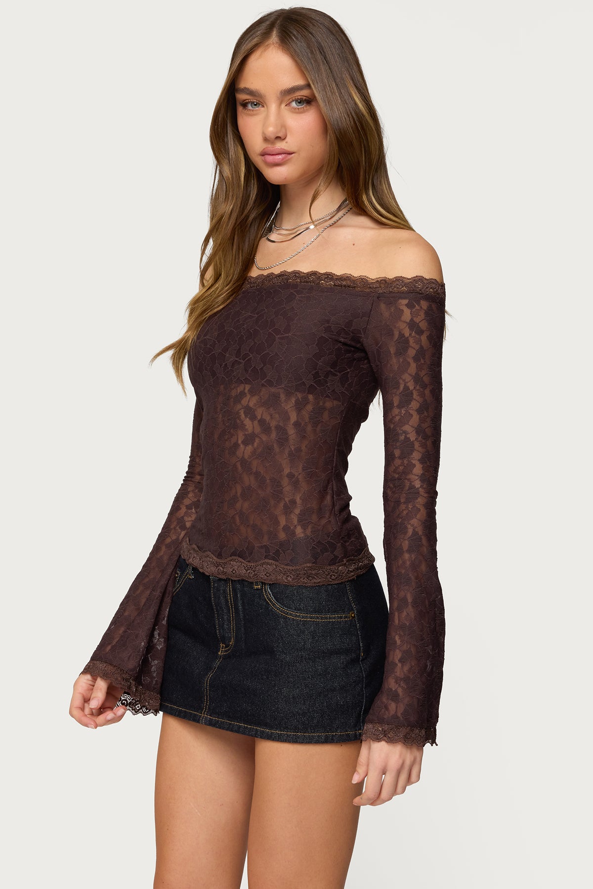 Built In Bra Off Shoulder Lace Top - Image 3
