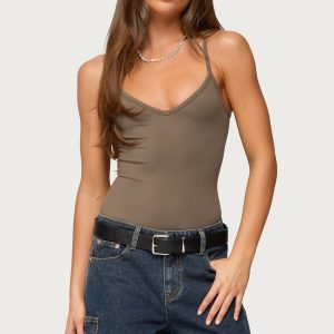 Teaghan V Neck Fitted Bodysuit