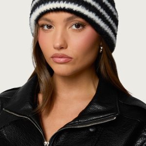 Striped Fuzzy Knit Beanie