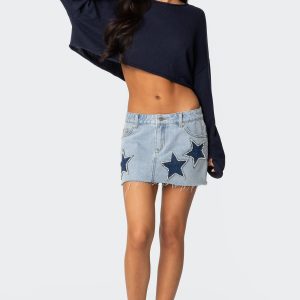 Shining Star Denim Mini Skirt