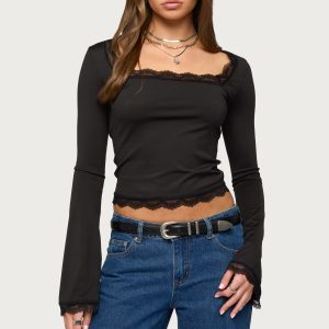 Kailin Lacey Flared Sleeve Top