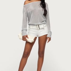 Studded Belt Denim Micro Shorts