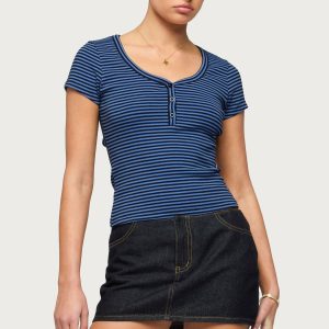 Kady Striped Henley T Shirt