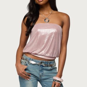 Leira Silky Sparkly Strapless Top
