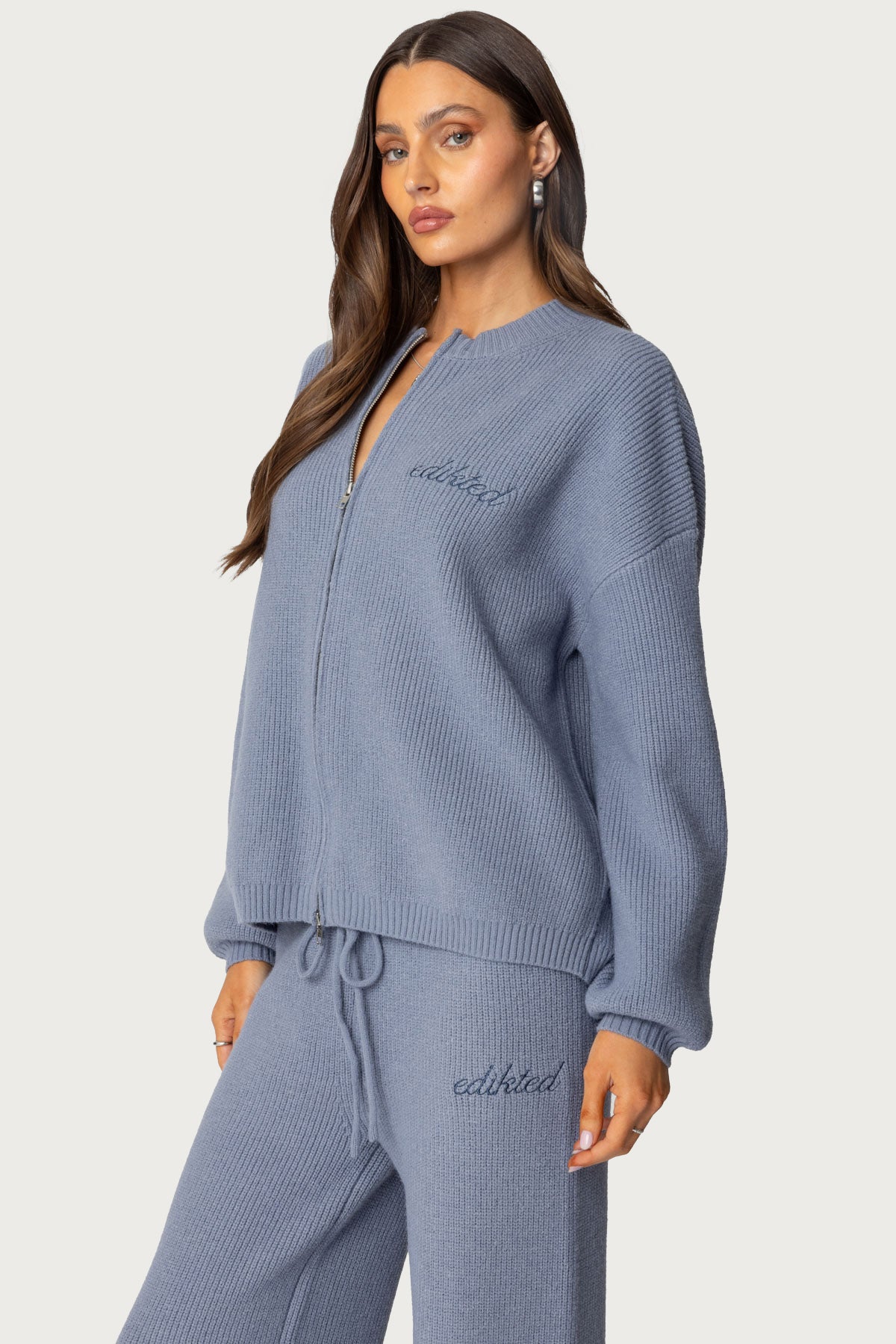 Kris Ribbed Knit Zip Up Sweater - Image 4