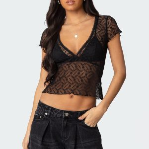 Julie Sheer Lace Top