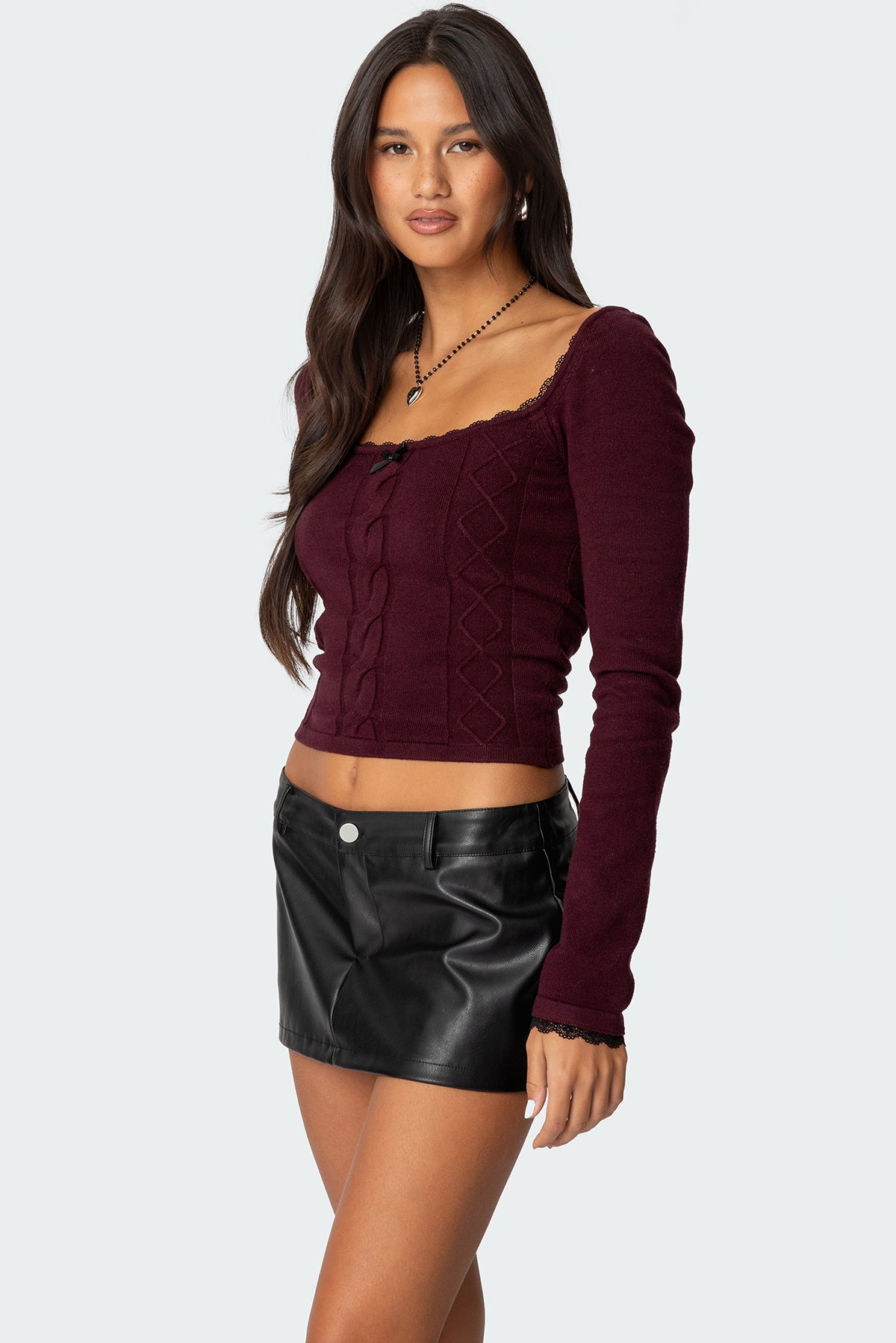 Ansley Lacey Cable Knit Top - Image 3