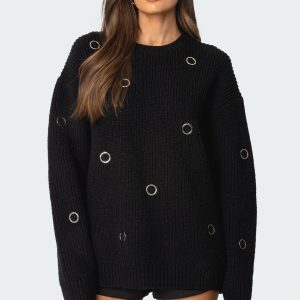 Ellia Grommet Oversized Sweater