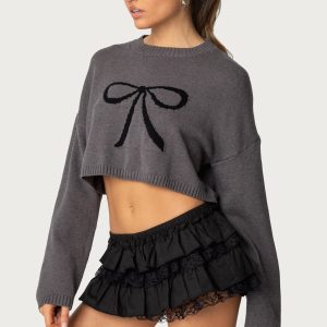 Knit Bow Cropped Sweater