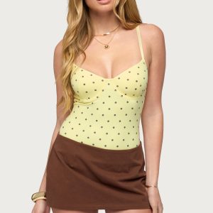 Gabriana Polka Dot Cupped Bodysuit