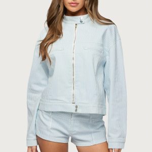 Myah Pinstripe Moto Jacket