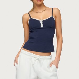 Olezka Contrast Lacey Tank Top