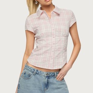 Naiah Plaid Tailored Button Up Shirt