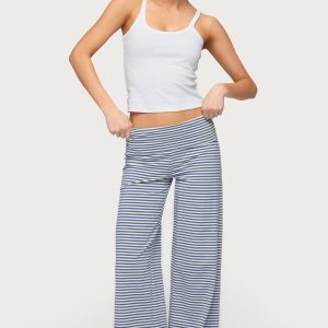 Petite Lilah Striped Fold Over Pants