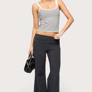Petite Wide Leg Foldover Pants