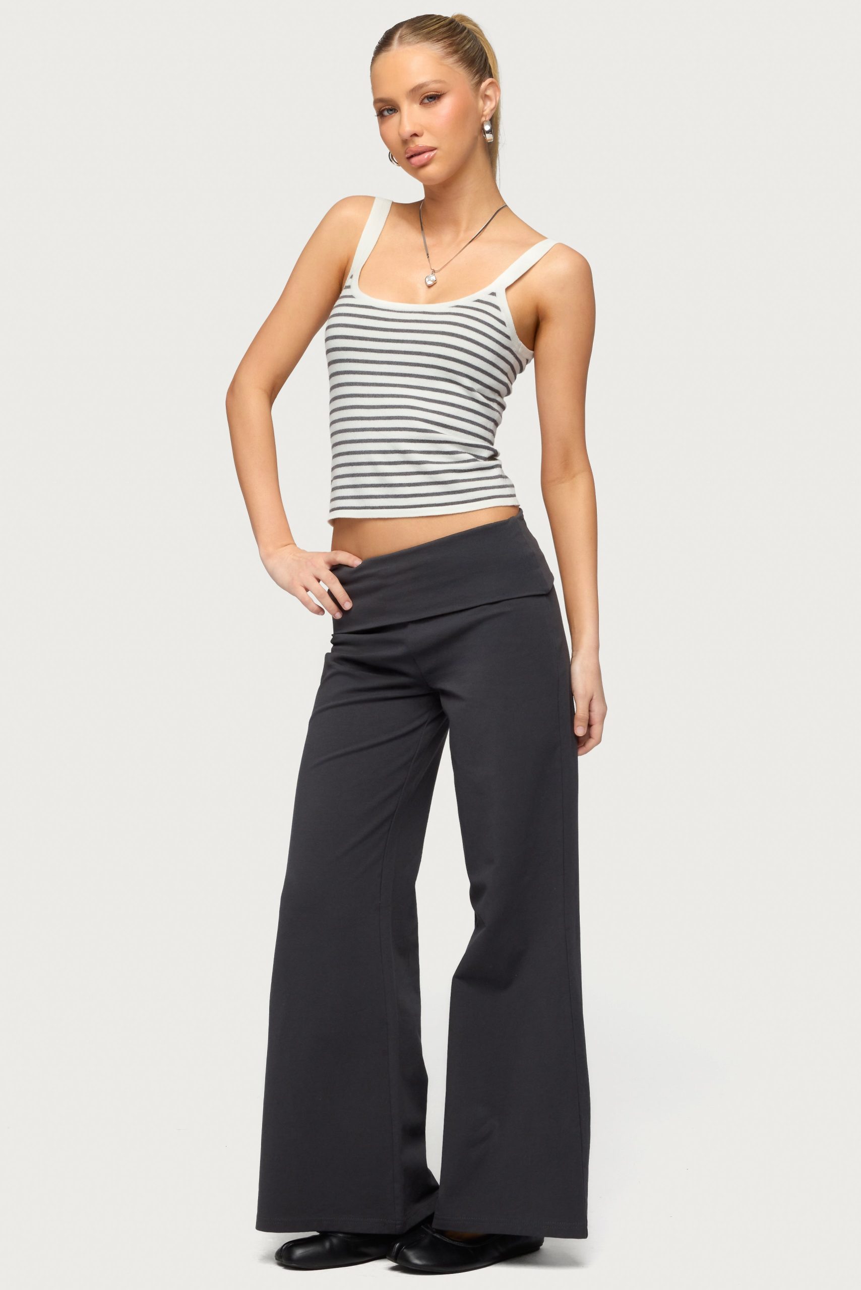 Petite Wide Leg Foldover Pants - Image 4