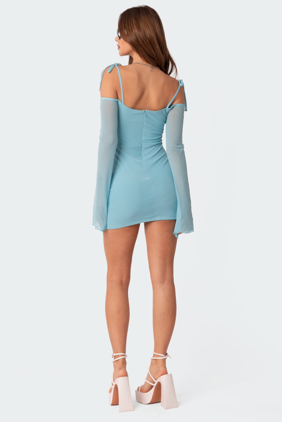 Ariel Off Shoulder Mesh Mini Dress - Image 4