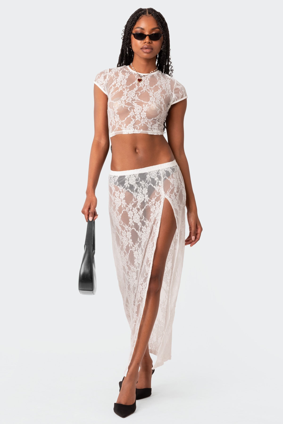Aura Open Back Sheer Lace Crop Top - Image 4