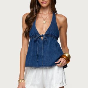 Safia Denim Halter Top