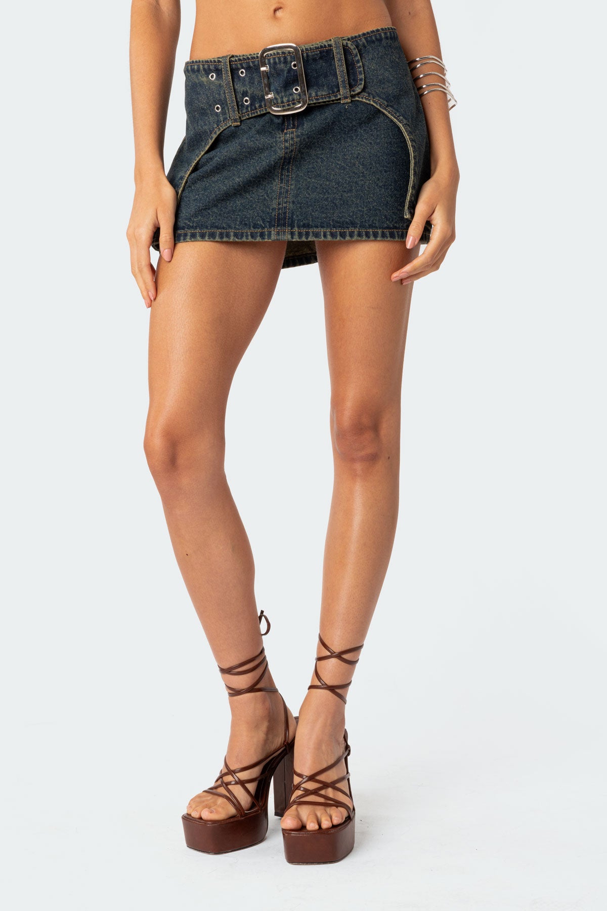 Elara Washed Denim Mini Skirt - Image 2