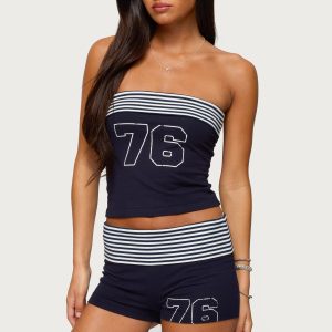 76 Stripey Fold Over Tube Top