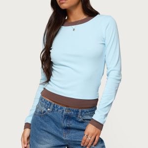 Contrast Layered Look Long Sleeve T Shirt