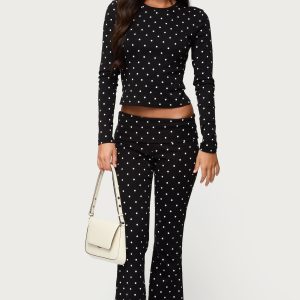 Daliya Polka Dot Fold Over Pants