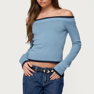 Kezzie Contrast Off Shoulder Knit Top