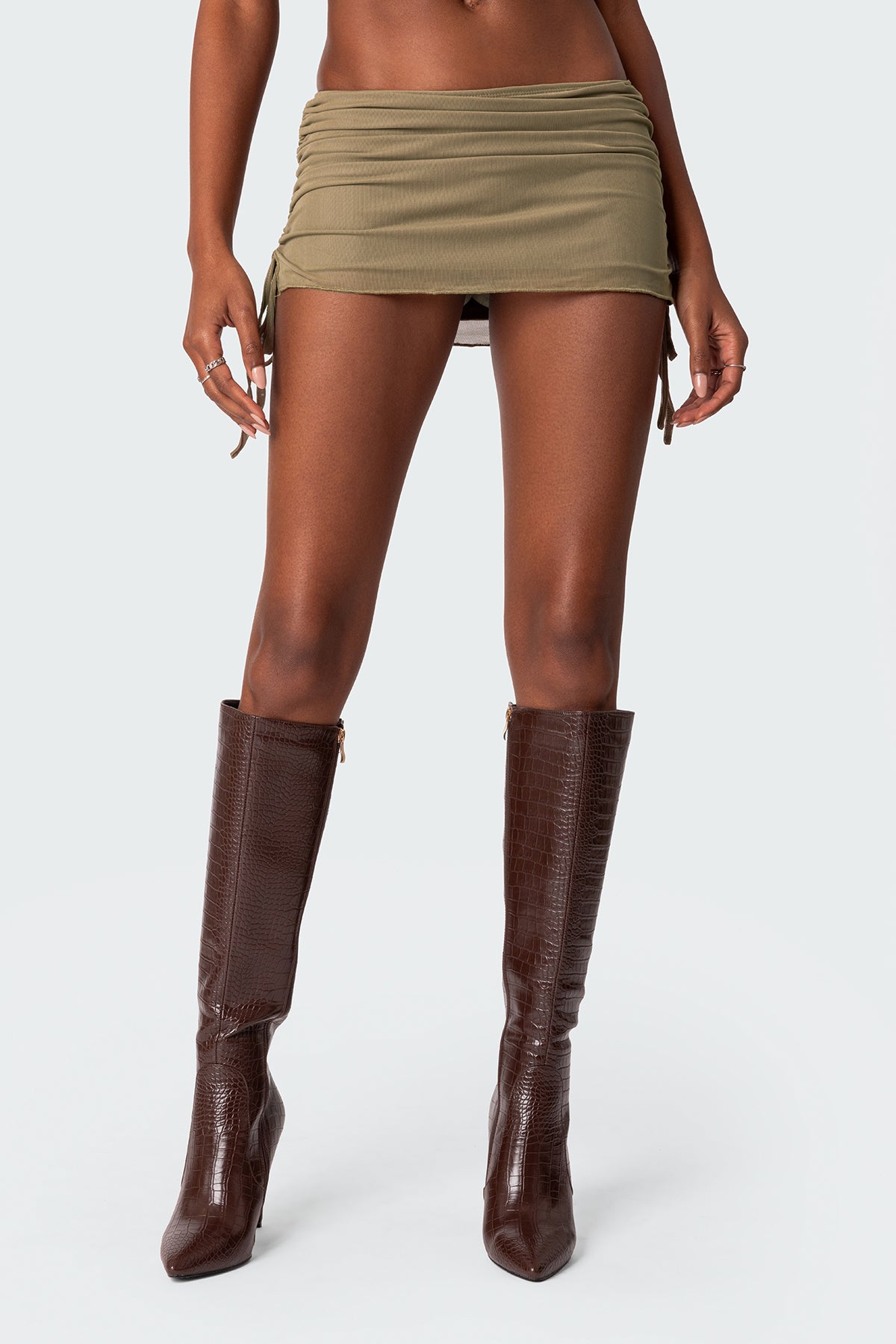 Joy Sheer Mesh Drawstring Mini Skirt - Image 2