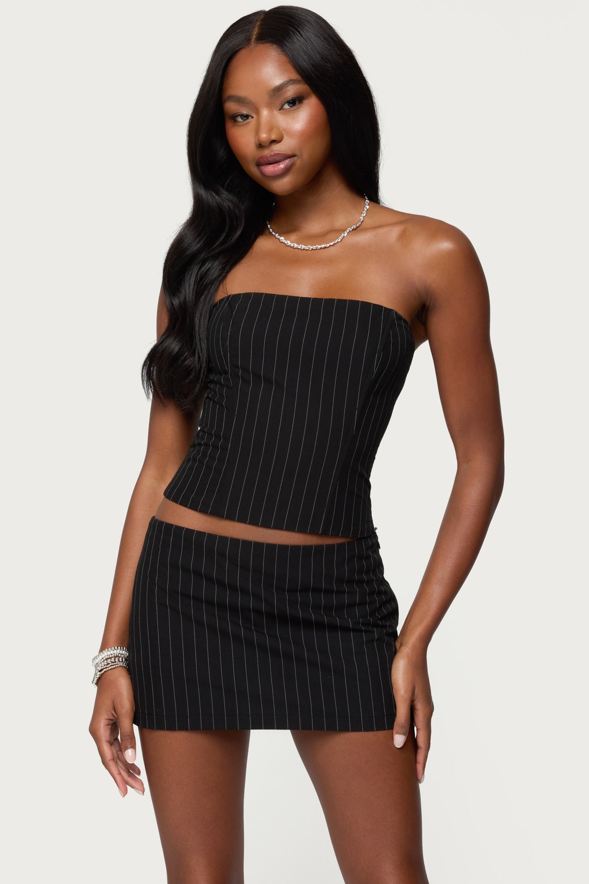 Maeve Pinstripe Strapless Corset