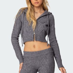 Ray Cable Knit Hooded Cardigan