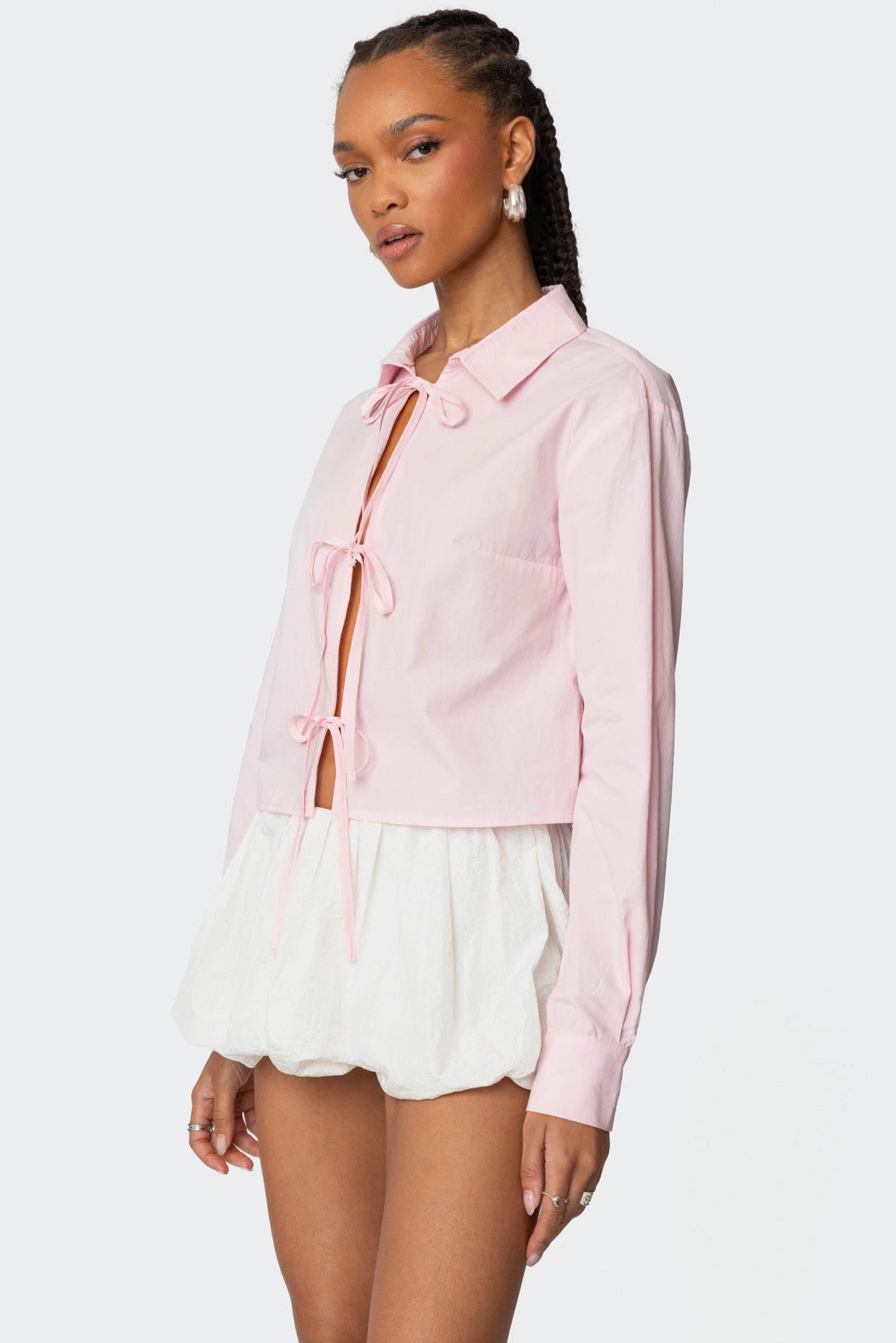 Melrose Tie Front Collared Top - Image 3