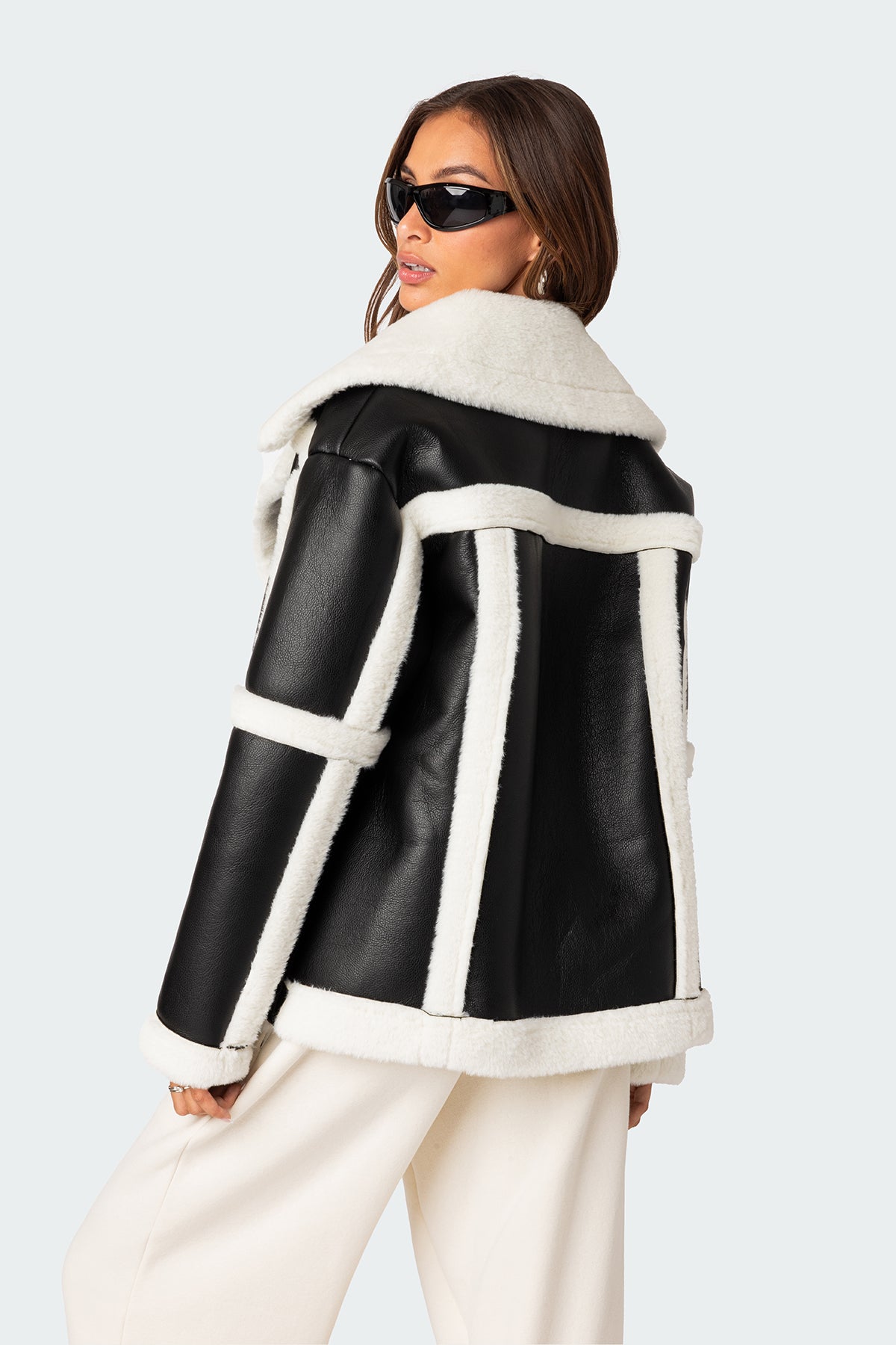 Rocki Oversized Faux Leather Shearling Jacket - Image 5