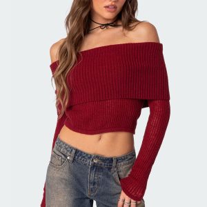 Lili fold over knit top