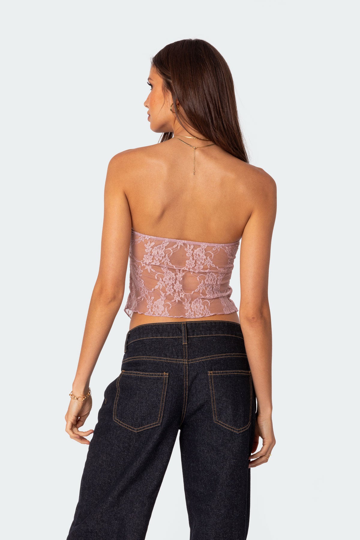 Twilight Sheer Lace Split Front Top - Image 5