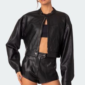 Ramona Faux Leather Cropped Jacket