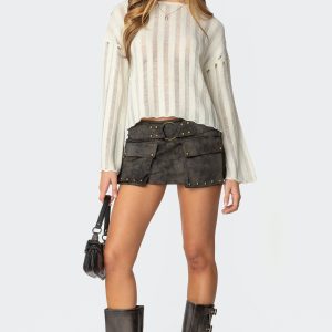 Marge Studded Faux Leather Mini Skort