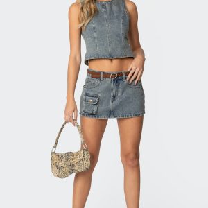 Quinlan Denim Cargo Mini Skirt