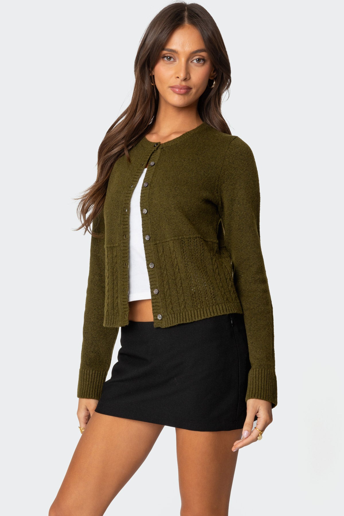 Half Cable Knit Cardigan - Image 3