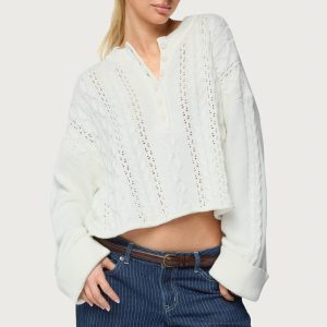 Marianna Button Cable Knit Sweater