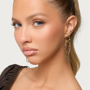 Abstract Dangling Chain Stud Earrings