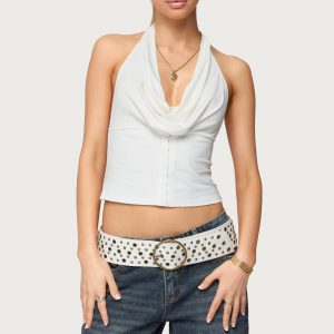 Hook & Eye Cowl Neck Halter Top