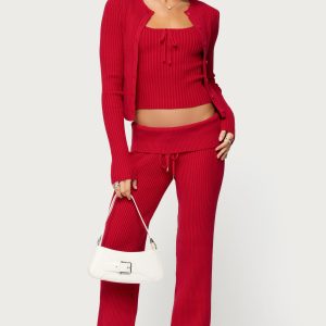 Adannah Foldover Ribbed Knit Pants