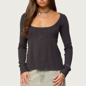 Jaylah Cable Knit Babydoll Top