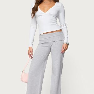 Wide Leg Foldover Pants