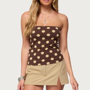 Polka Dot Built In Bra Tube Top