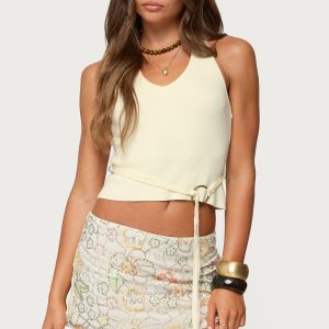 Kez Belted Knit Halter Top